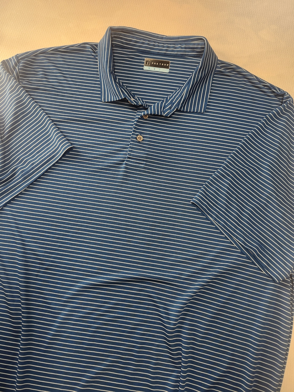 PGA Tour Pro Series Golf Polo Shirt Men's Size Medium XXL Blue Striped Accent